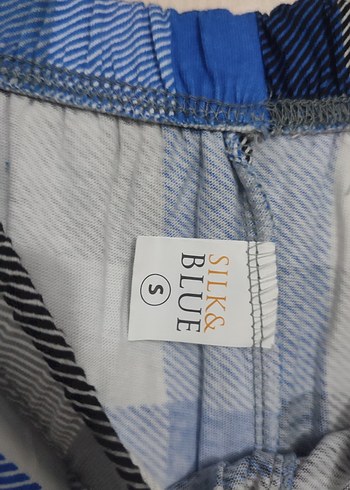 s/m Beden Mavi Ekoseli Erkek Pamuk Pijama Takımı
