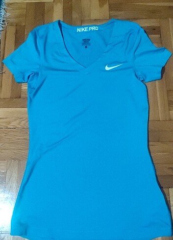 Nike Pro Dri fit Mavi Kısa Kol V Yaka Likralı Tişört