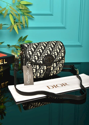 Dior Baskılı Tokalı Siyah Kadın Çanta