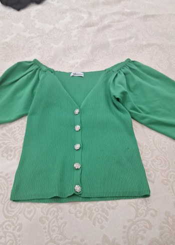 Düğmeli Yeşil Bohem Kadın Bluz - Görsel 2