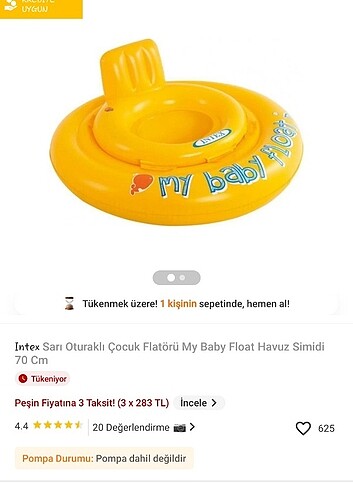 İntex bebek oturmalı deniz simidi 