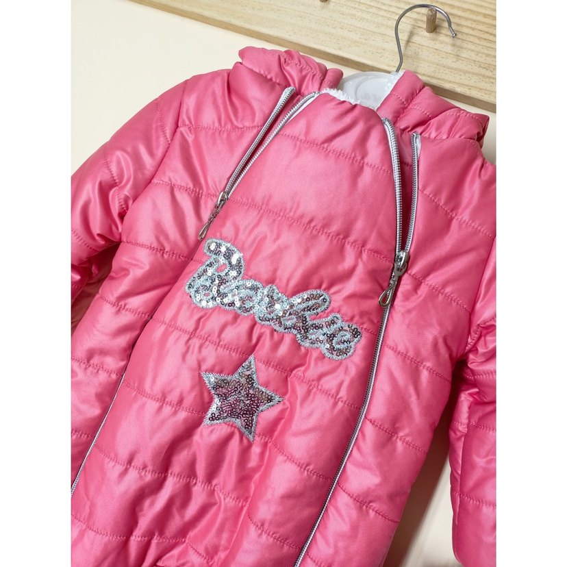 Pullu Barbie Nakışlı Çift Fermuarlı Kız Bebek Kozmonot - Görsel 2