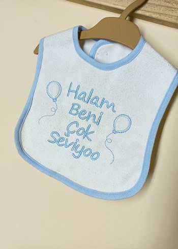 Yazı Nakışlı Erkek Bebek Mama Önlüğü - Görsel 2