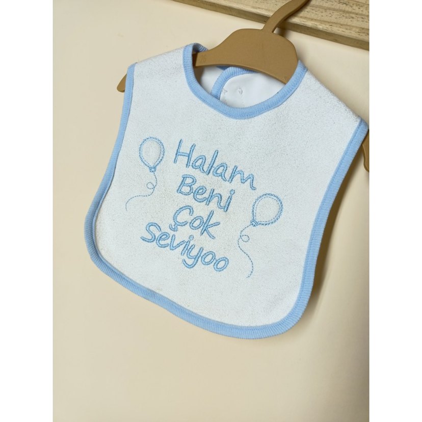 Yazı Nakışlı Erkek Bebek Mama Önlüğü - Görsel 2