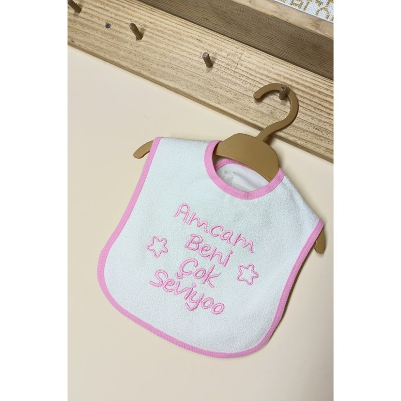 Yazı Nakışlı Kız Bebek Mama Önlüğü - Görsel 2