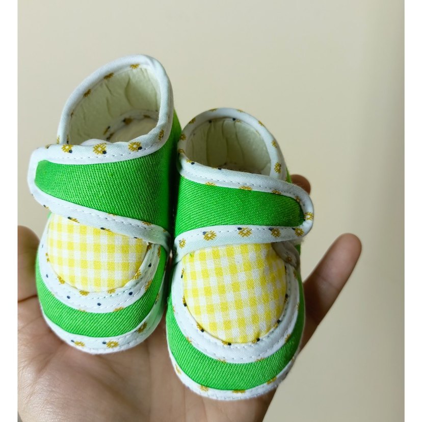 Yeşil Ekose Cırtlı Bebek  Patik - Görsel 2