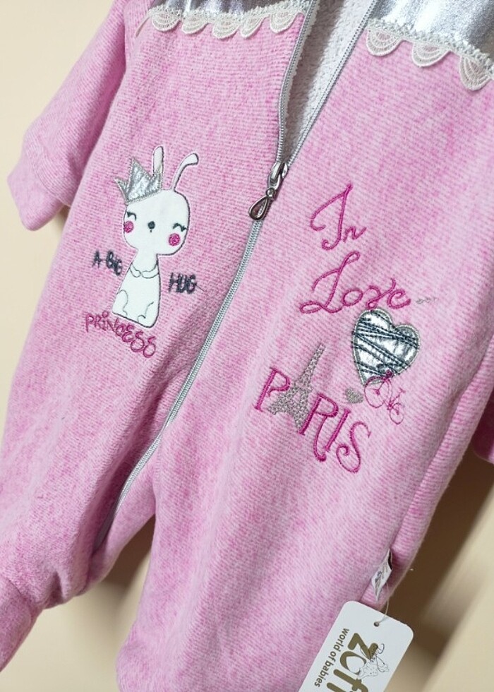 Prenses Detaylı Kız Bebek Kapüşonlu Kozmonot Tulum  - Görsel 2