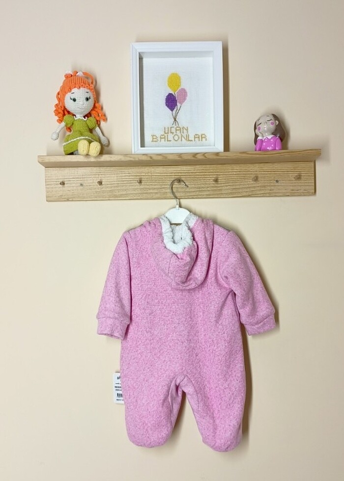 Prenses Detaylı Kız Bebek Kapüşonlu Kozmonot Tulum  - Görsel 4