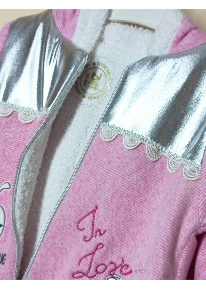 Prenses Nakışlı Kız Bebek Kapüşonlu Kozmonot Tulum  - Görsel 3