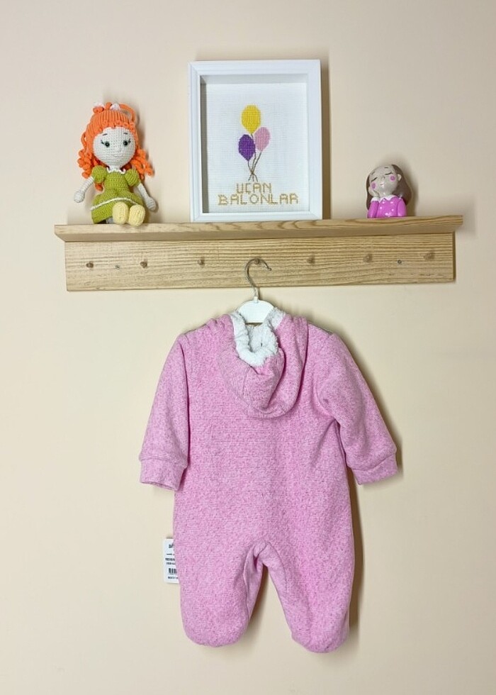 Prenses Nakışlı Kız Bebek Kapüşonlu Kozmonot Tulum  - Görsel 4