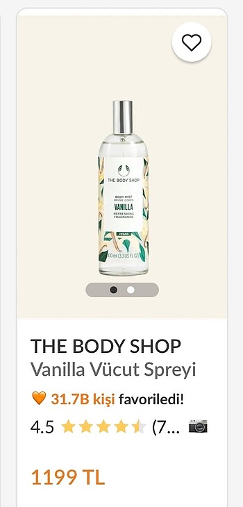  Beden The body shop vanilyalı vücut spreyi