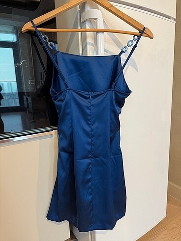 xs Beden lacivert Renk Zara lacivert saten mini elbise