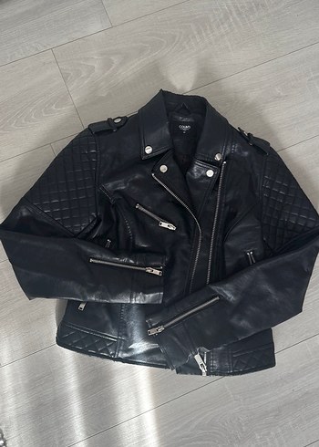 Siyah Kadın Deri Biker Ceket