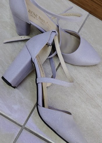Diğer Mor Stiletto Topuklu Kadın Abiye Ayakkabı Simli