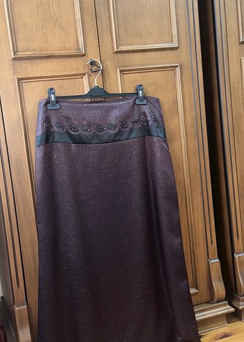 Koyu vişne simli 2li blazer etek takım - Görsel 4