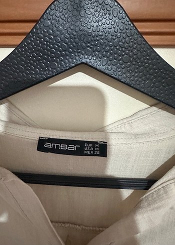 Ambar Bej Keten Kadın Gömlek - Görsel 2