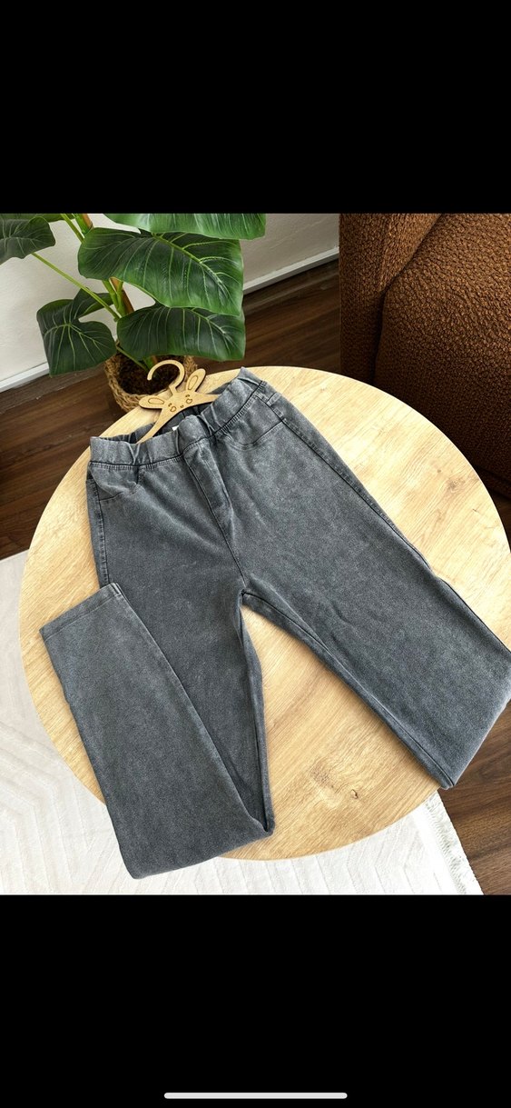 Kemer Tokalı Gri Kız Kot Pantolon - Görsel 2