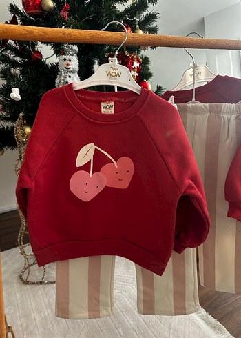 Kız Çocuk Kırmızı Kiraz Baskılı Sweatshirt - Görsel 2