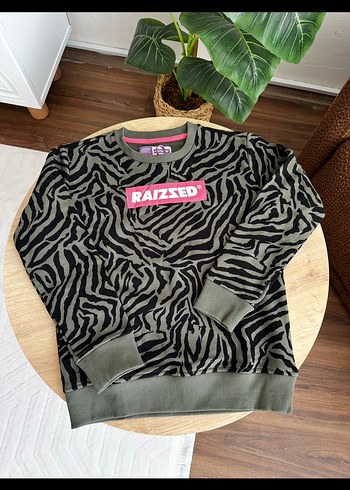 Kız Çocuk Gri Zebra Desenli Sweatshirt - Görsel 3