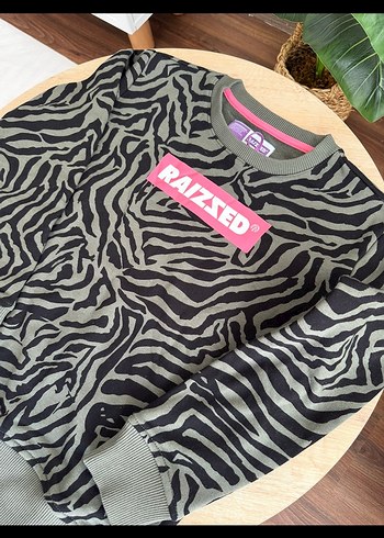 Kız Çocuk Gri Zebra Desenli Sweatshirt - Görsel 2