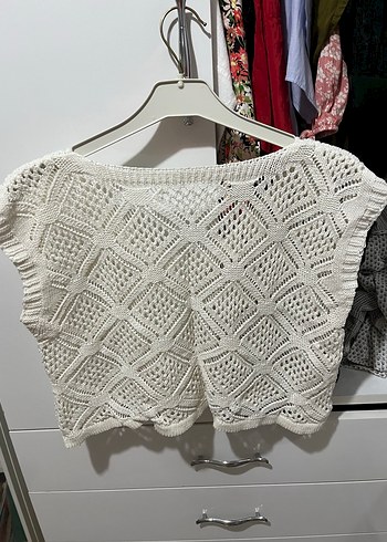 Beyaz Nakışlı Örgü Bohem Kadın Kazak - Görsel 2