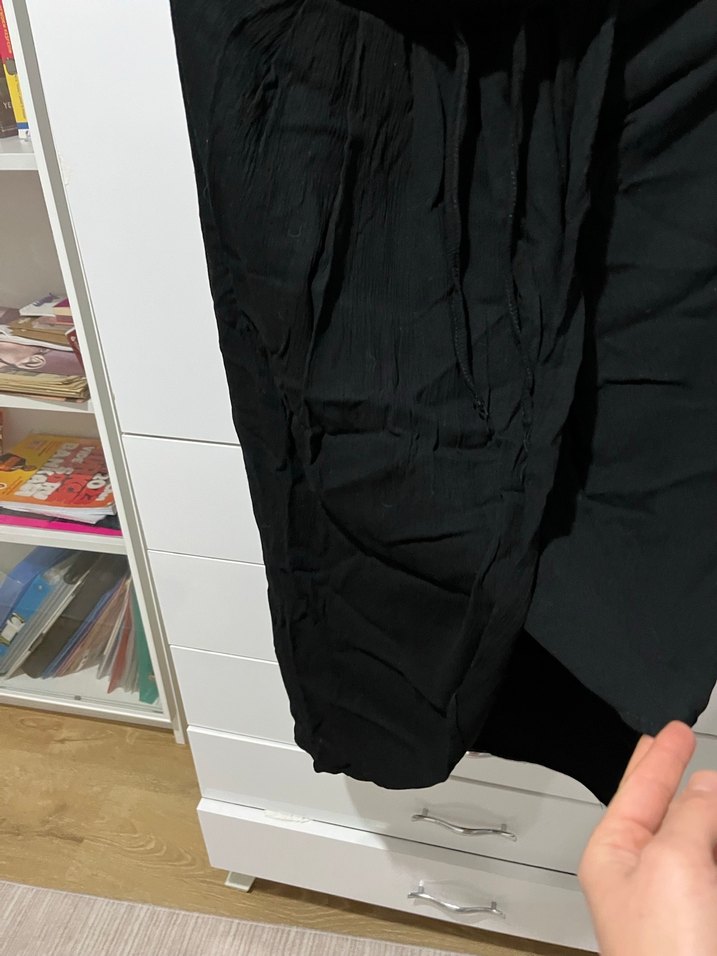 Drapeli Siyah Midi etek - Görsel 4