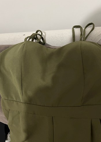 Kadın Kemerli Straplez Tulum - Görsel 6