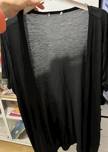 Siyah V Yaka Kadın Midi hırka - Görsel 3