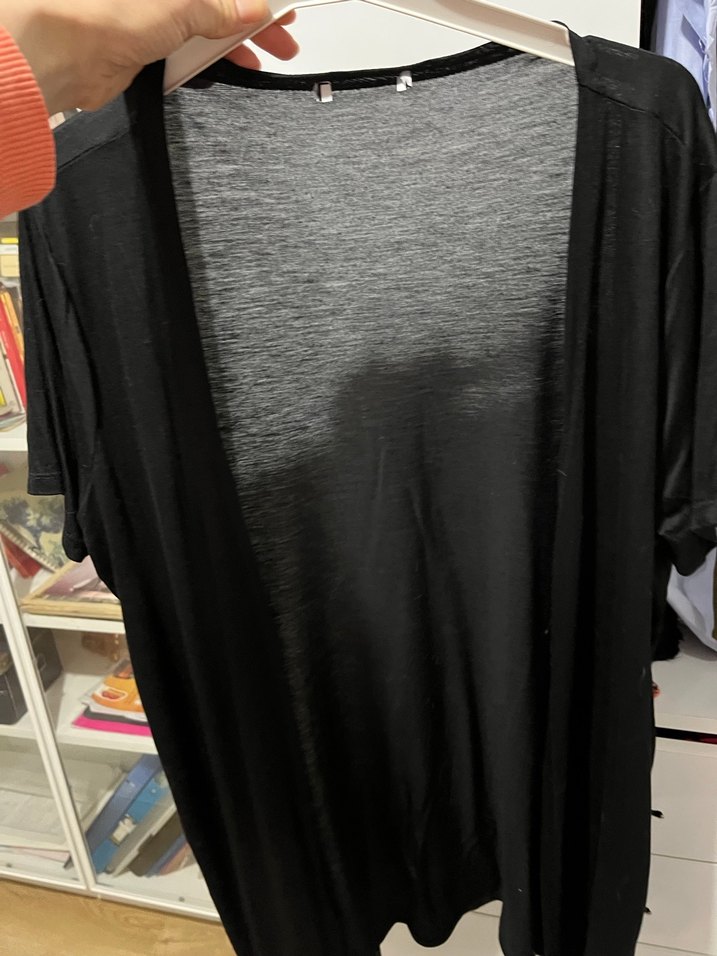 Siyah V Yaka Kadın Midi hırka - Görsel 3