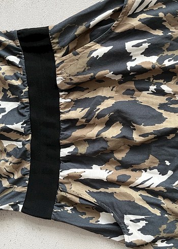 Kamuflaj Desenli Kemerli straplez elbise - Görsel 2