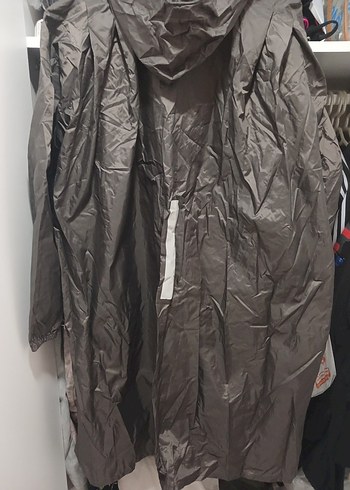 Gri Midi Fermuarlı Gevşek Kesim Yağmurluk - Görsel 3