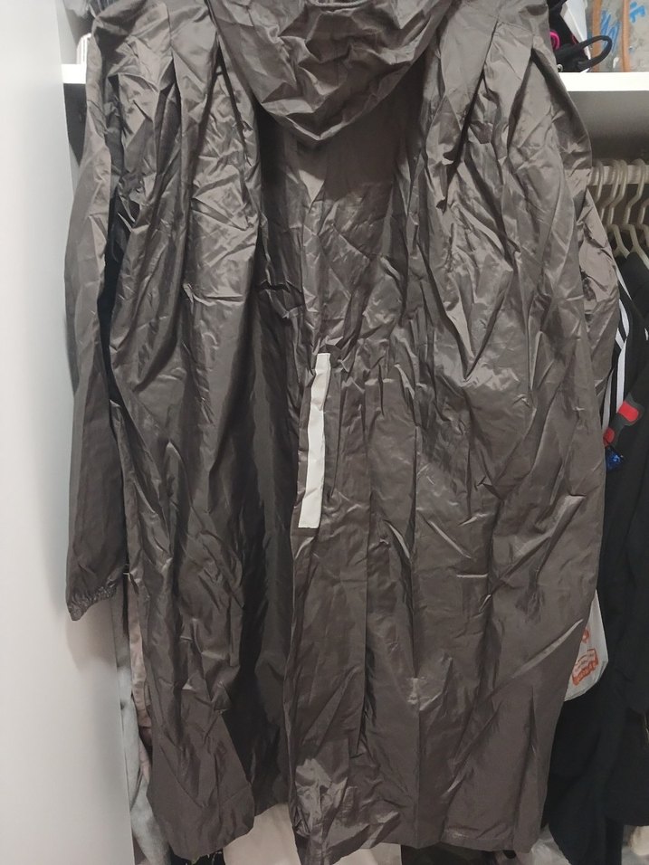 Gri Midi Fermuarlı Gevşek Kesim Yağmurluk - Görsel 3