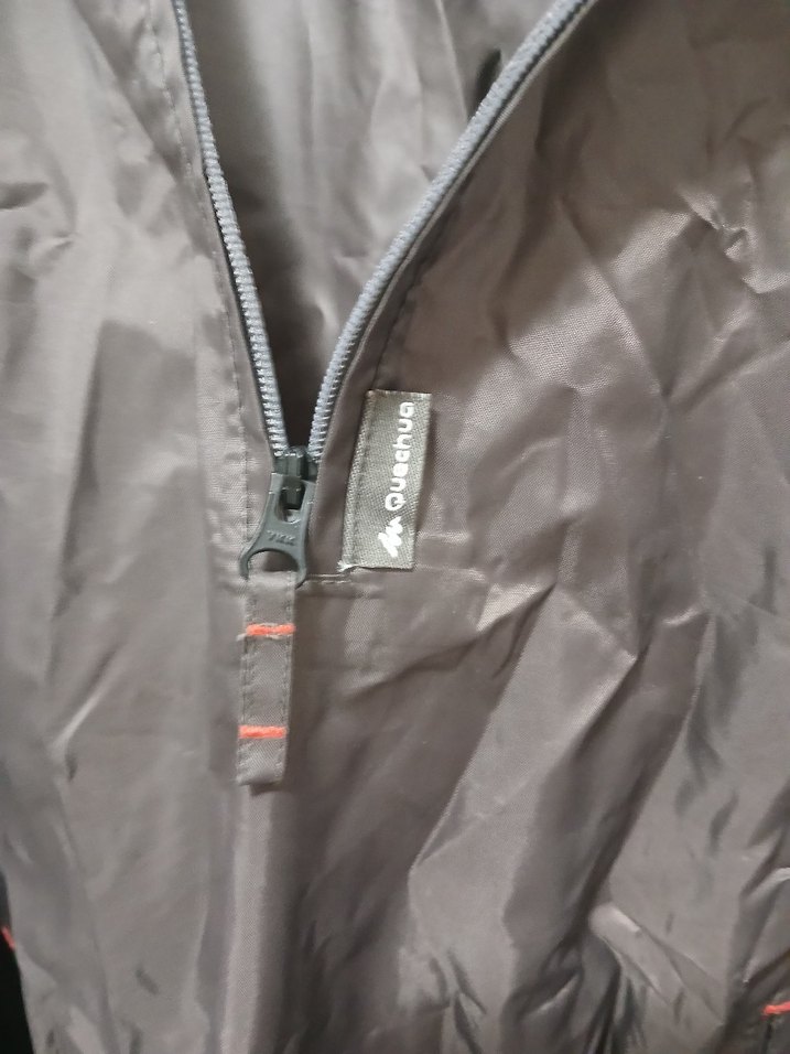 Gri Midi Fermuarlı Gevşek Kesim Yağmurluk - Görsel 2