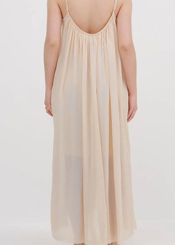 Bej Askılı Bohem Uzun Elbise - Görsel 3