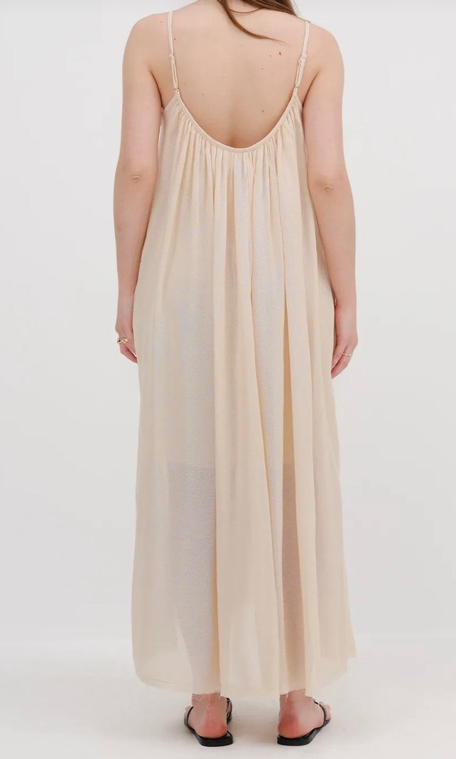 Bej Askılı Bohem Uzun Elbise - Görsel 3