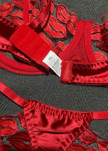 Kırmızı Nakışlı Dantelli Sütyen Takımı - Görsel 5