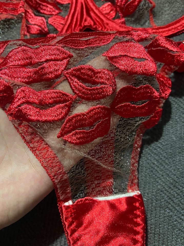 Kırmızı Nakışlı Dantelli Sütyen Takımı - Görsel 3