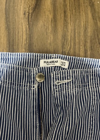 Stradivarius Lacivert Çizgili Rahat Kesim Kot Pantolon - Görsel 2