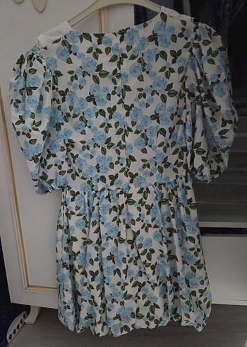 Mavi Çiçek Desenli elbise - Görsel 6