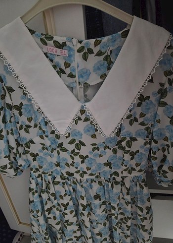 Mavi Çiçek Desenli elbise - Görsel 2