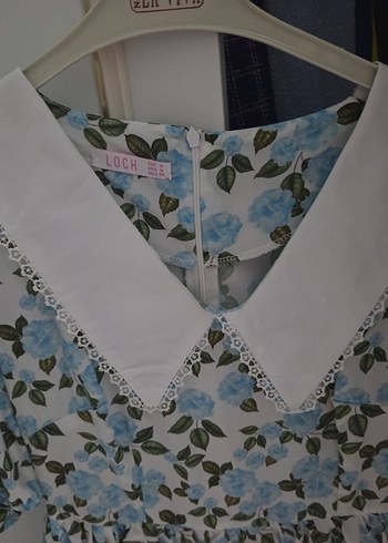 Mavi Çiçek Desenli elbise - Görsel 3