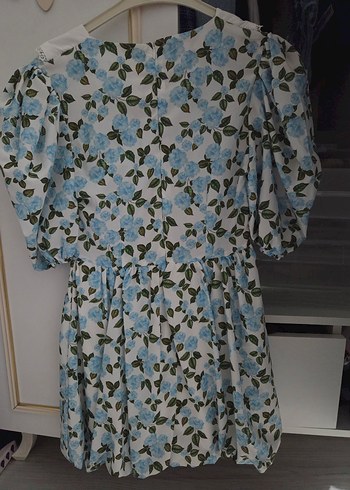 Mavi Çiçek Desenli elbise - Görsel 4