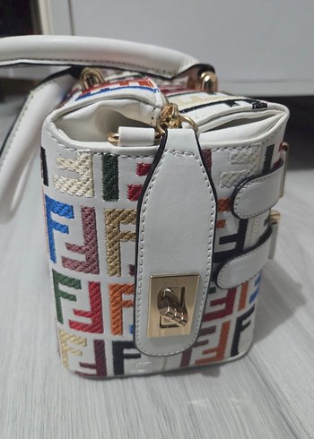 Renkli Baskılı Fermuarlı Kadın Çantası - Görsel 2