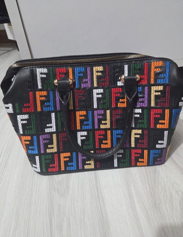 Renkli Baskılı Kadın Omuz Çantası - Görsel 2