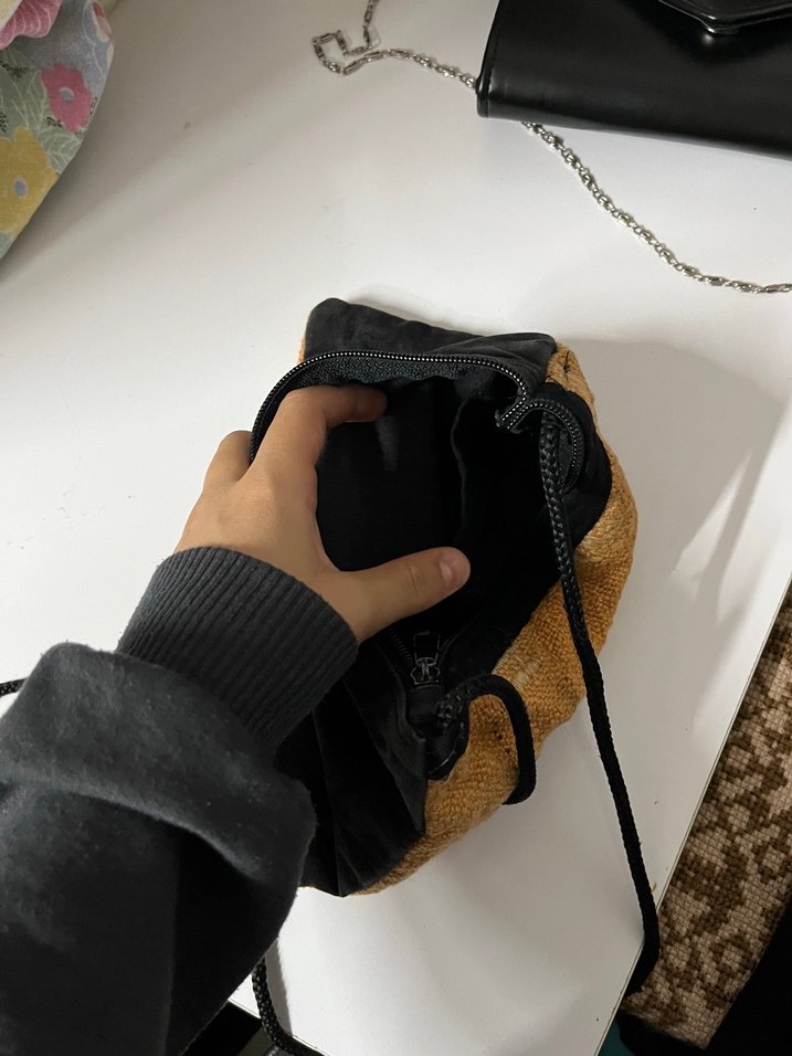 Kahverengi Nakışlı Bohem Plaj Çantası - Görsel 2