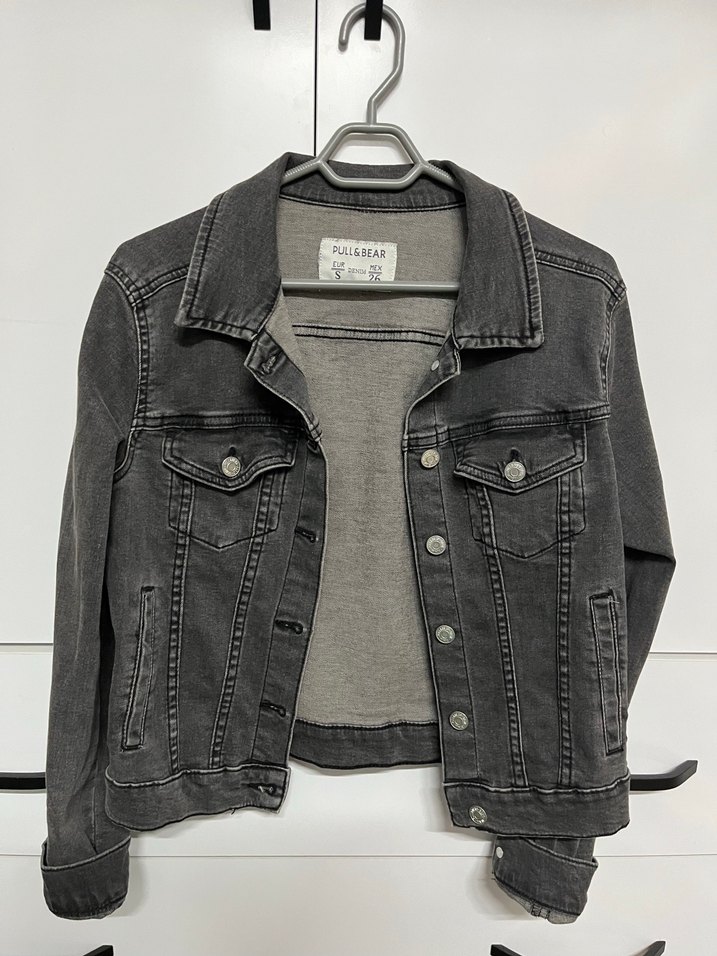 Kadın Gri Düğmeli Denim Ceket - Görsel 3