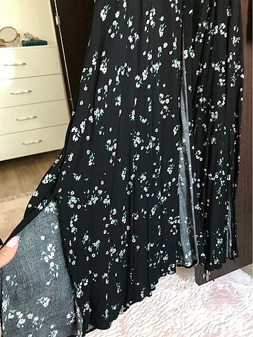 38 Beden siyah Renk Çiçekli siyah maxi boy elbise
