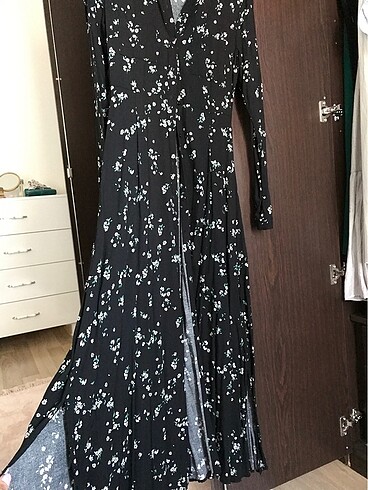 Çiçekli siyah maxi boy elbise - Görsel 5