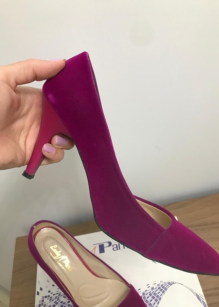 Nubuk topuklu ayakkabı - Görsel 3