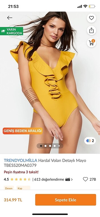38 Beden sarı Renk Mayoo